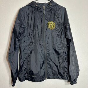 Eddie Bauer Monogrammed Lightweight Windbreaker Rain Jacket Yellow Embroidery M
